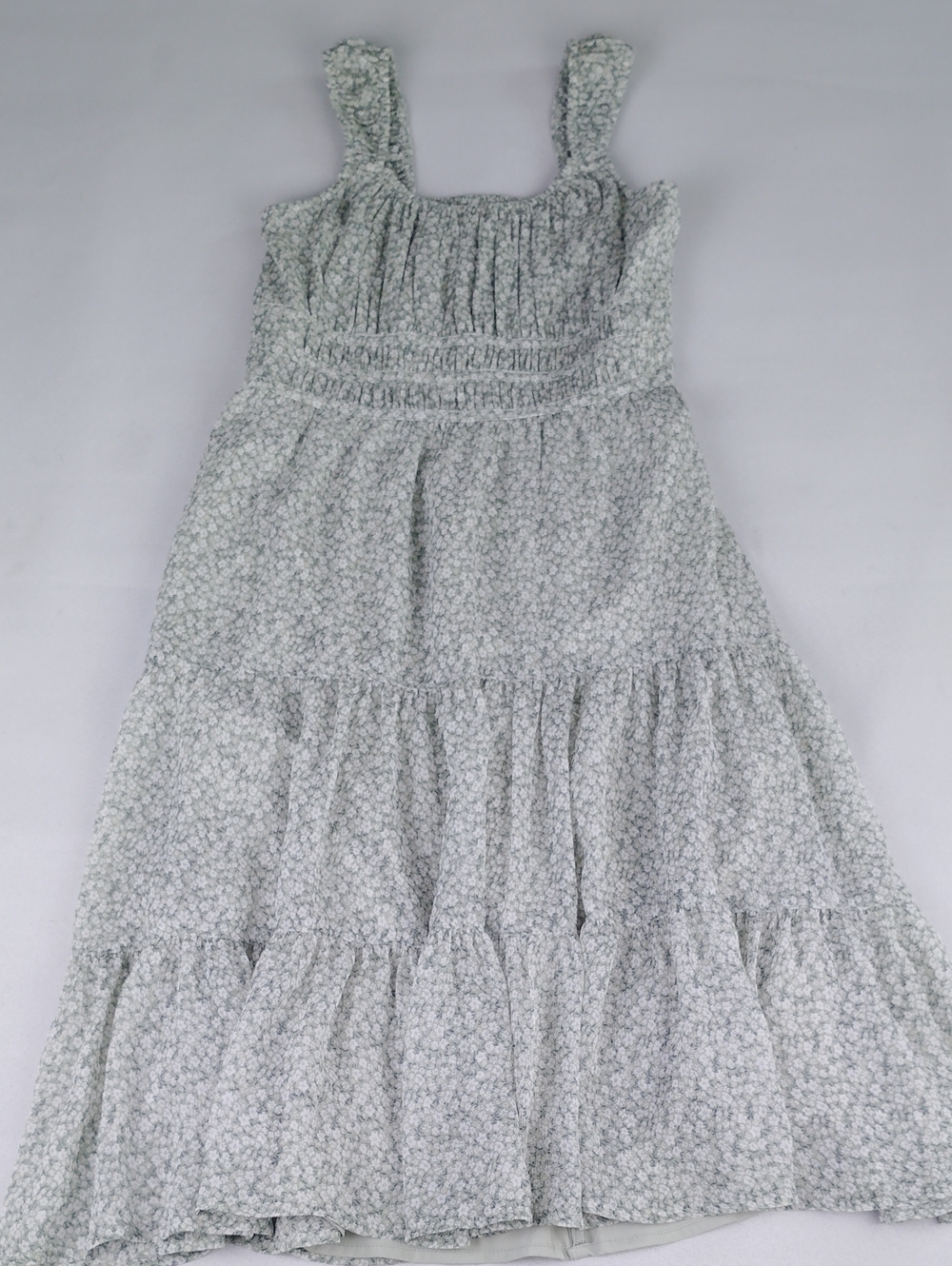 Abercrombie Kids Sage Green Floral Tiered Sundress.